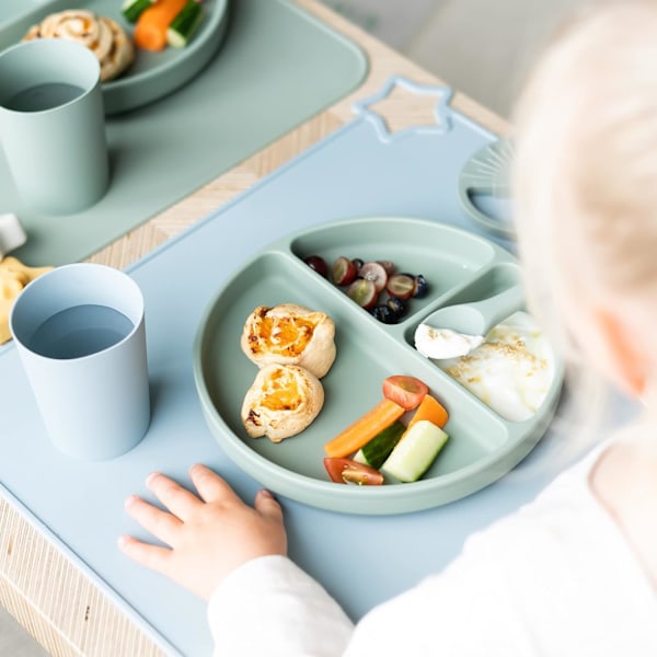 Enkelt silikone børnestjerne bordskåner | Baby Toddler Placemat | Skridsikker måtte | Rodfri Apricot