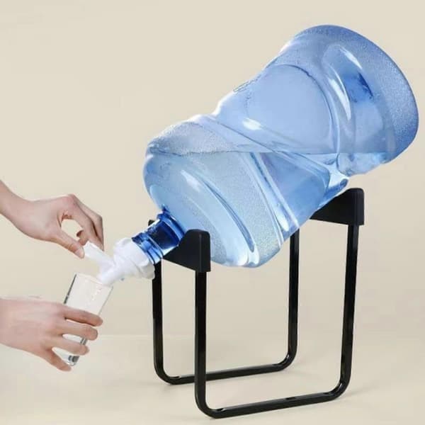 Vattenautomatställ – Stabilt stöd för dricksvatten, vattenflaskhållare i järn, förvaringsställ för vattenflaskor, vit White