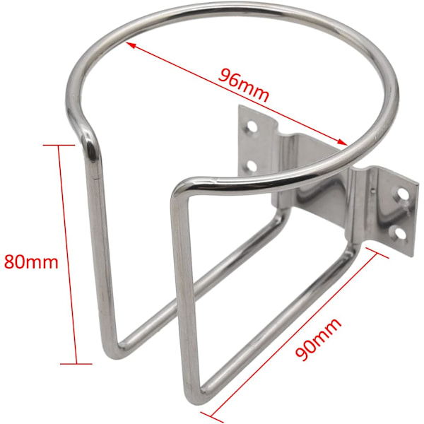 2 stk. Bilkopholdere, Universal Båd, Rustfrit Stål, Ringformet Drikkeholder til Både, Rails, Væghængt, Drikkedåser, Kopper, Flasker, Kopper, Bi