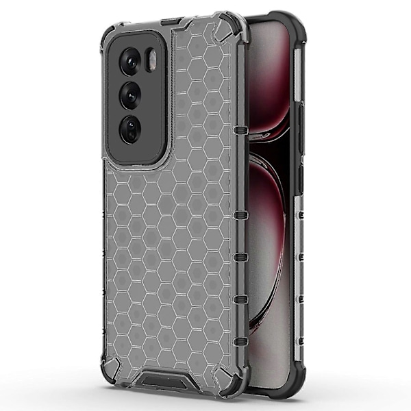 Oppo Reno12 5G -puhelimen kuori PC+TPU, mehiläisenpesän muotoinen, iskunvaimennus Black