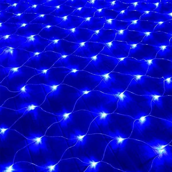 Blå LED-nettlys, 192 LED-nettlys 3M X 2M 8 Vanntett En
