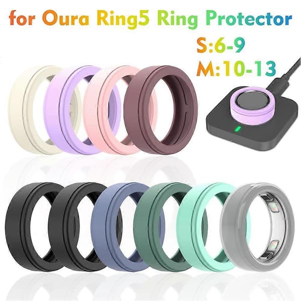 Hudvänligt silikonringskydd för Oura Ring 5 Smart Ring Blue S size (6-9)