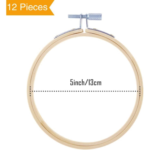 12 stk. Broderingsringe Sæt Bulk Bambus Cirkel Korssting Ring til Syning og Dekoration 13cm/5 inch