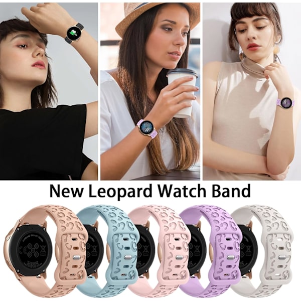 Leopardgraverade Samsung Watch-armband kompatibla med Samsung Galaxy Watch 6/5/5 Pro/4 20MM Lavender