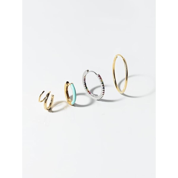 Lettvekts messing øredobber med rosegull, 18K gull eller rhodium plating - Hoop øredobber størrelse M med Congo/Click lukking