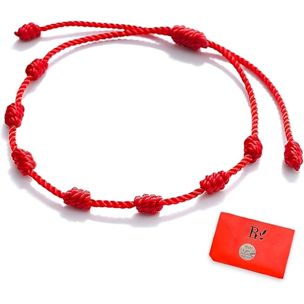 7 Original Red Knots Against the Evil Eye and Protection Bad Energy Handmade, Thread Amulet for Men Women Couples and Friendship