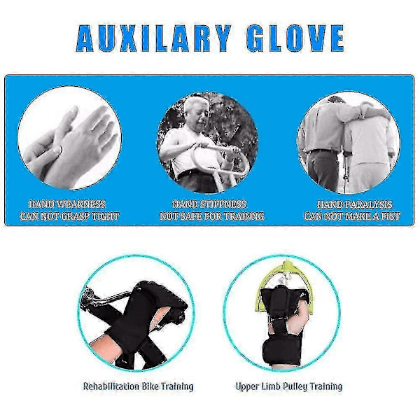 Fingerskena med stöd, finger Anti-spasticitet Rehabilitering Assisterande Träningshandskar, 1 Par (svart), Happy Hehe Ma