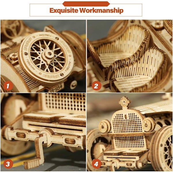 Bil Tremodellsett For Voksne - 3D Puslespill Modellbyggesett - Jule- og Bursdagsgaver For Tenåringer og Voksne A