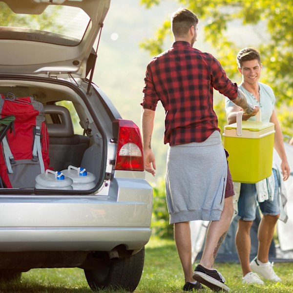 Hopfällbar vattenbehållare set om 4, oval, handtag, med tapp, 15L, camping dricksvatten