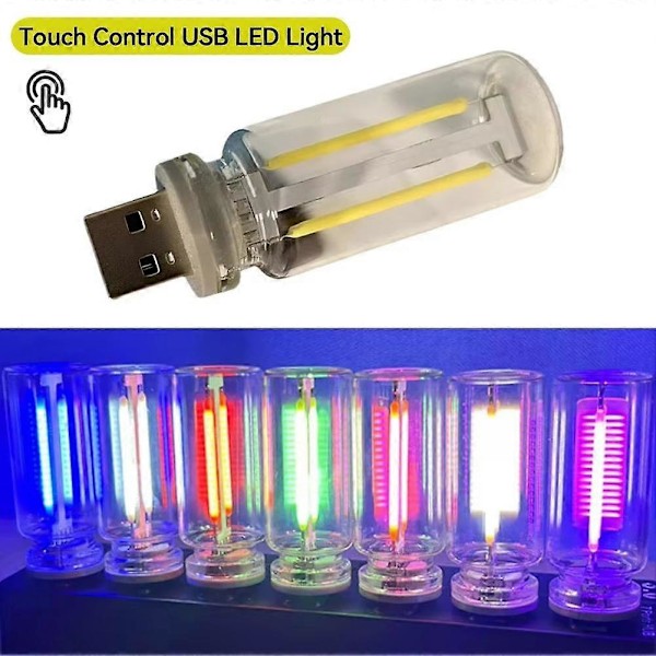 Bil USB LED Filament Touch Dimming Glödlampa 5V Retro Stämningsljus 0.3W Nattlampa Camping Glödande Dekorativ LED-belysning green