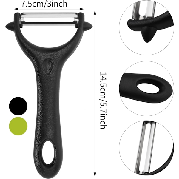 2 stk Y-formet roterende potetskreller, rustfritt stål grønnsaksskreller Perfekt skreller for kjøkken