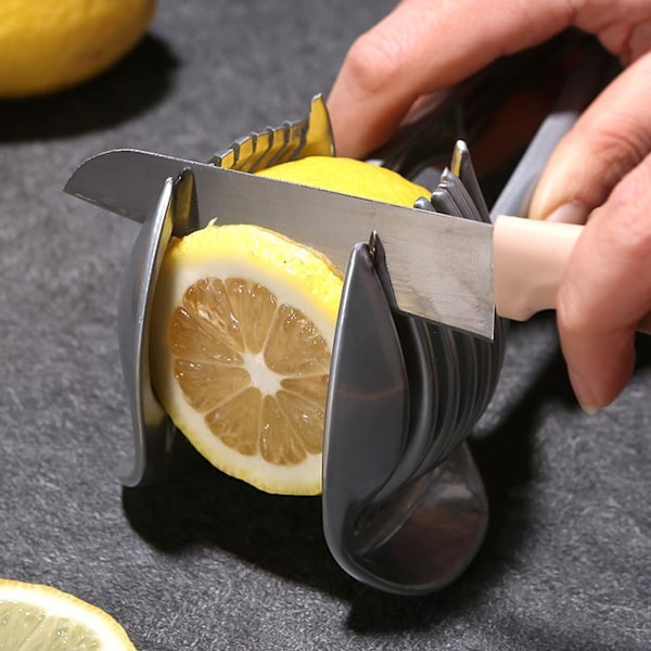 Løg Tomat Citron Skive Cutter, Multifunktionel Håndholdt Rund Frugt Tang Rustfrit Stål Løg Holder Nem Skæring