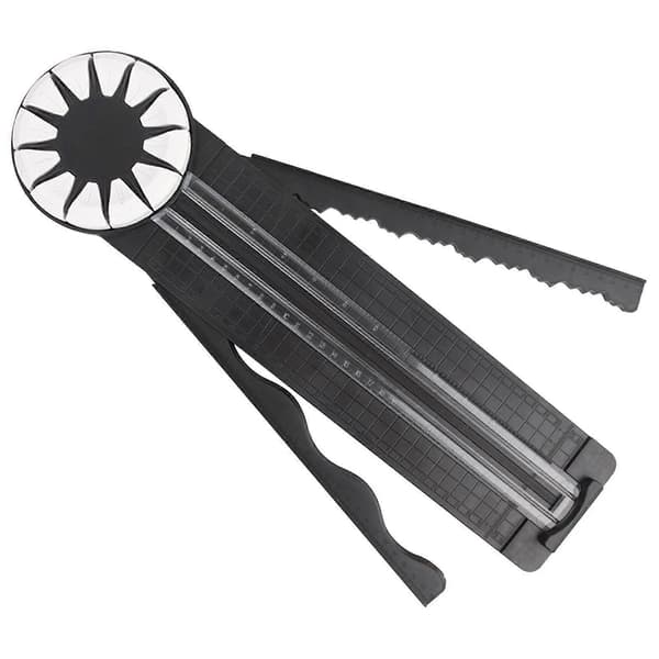 12 i 1 Papirkutter, Papirkantkutter, Multifunksjonell Papirkuttermaskin med Målinger for Scrapbooking, Gaveinnpakning Black
