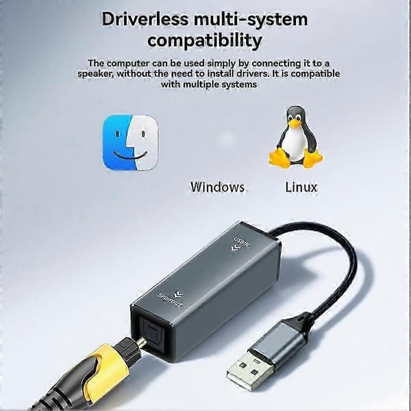 USB til optisk lydkonverter USB til SPDIF-adapter 24bit/96KHZ lydadapter for tilkobling av bærbar PC til lydplanke -N