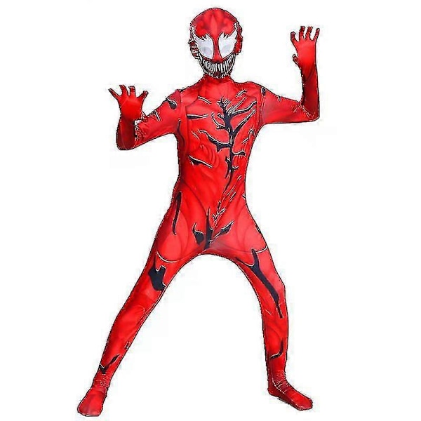 Carnival 2024 Halloween Musta ja valkoinen Venom-pojan cosplay-pukusetti naamion, vaatteiden ja lasten puvun kanssa, Spiderboy-tiukat vaatteet mekko H_a Red Black 150
