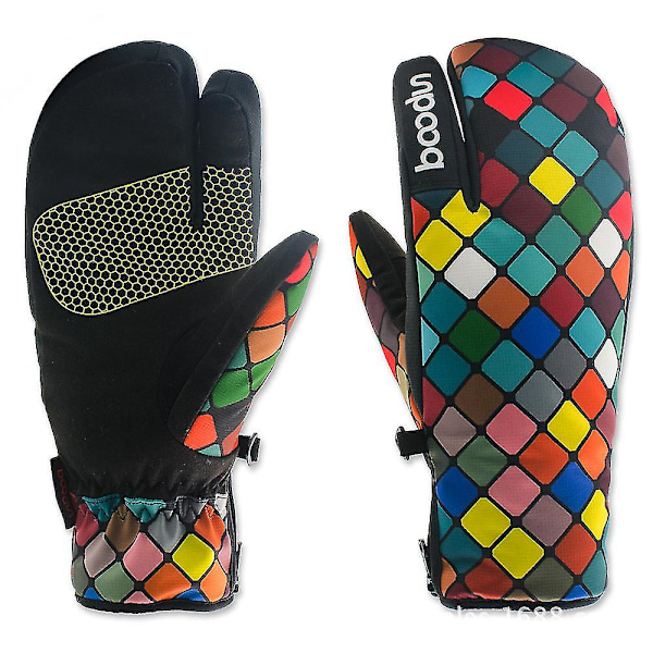 Vinter Skihandsker til Mænd og Kvinder Udendørs Tre-finger Varme Handsker til Beskyttelse Mod Kulde a M Palm width 8*9cm