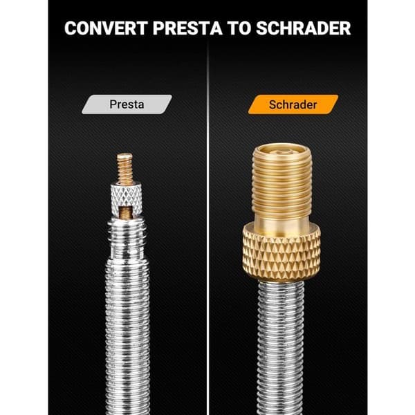 4 messing Presta ventiladaptere - Schrader-omformer - Pumpe/kompressor