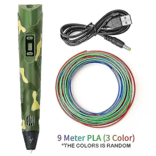 3D-printerpen Digital Intelligent Fremstilling med PLA Farver Filament Refill Camouflage PLA 9m