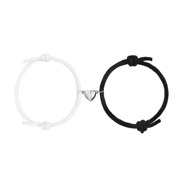 Par magnetarmbånd, 1/2 par matchende armbånd Justerbart håndlavet ledningsarmbånd, Love Heart Bell Armbåndsgave