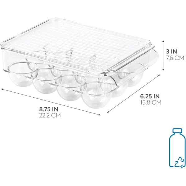 Kyl-/frysäggställ, liten förvaringslåda för tolv ägg, tillverkad av BPA-fri plast, transparent 12 Eggs