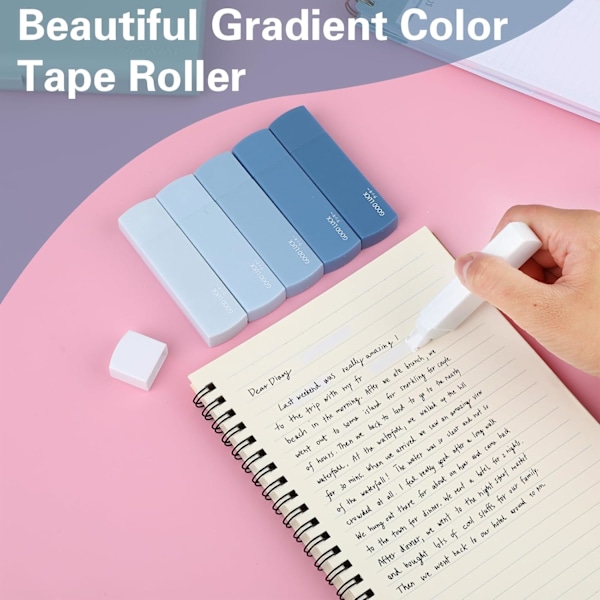 Små Hvid-Ud-Bånd, 6 stk. Tape Roller Instant Korrektionsbånd Mini Hvid-Ud-Bånd Sæt Sød Korrektionsruller til Studerende Kontorartikler Gradient Blue