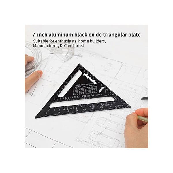 17,8 cm Svart Triangulär Linjal i Aluminium - Hög Precision - Ingenjör/Snickare