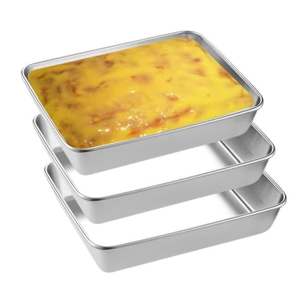 3 ugnsformar i rostfritt stål 25,8x20x5CM - Rektangulära - Ugn