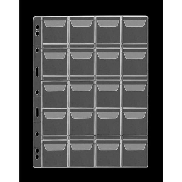 12 ark møntpung med 9 huller - 20 rum 45 mm - ringbind