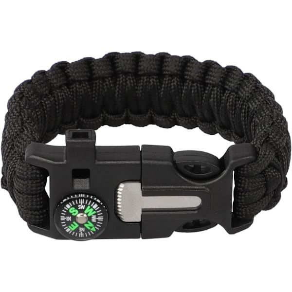 5-in-1 monitoiminen paracord-selviytymisrannekoru piikivellä, kompassilla, pillillä, vaijerisahalla ja pelastusköydellä, universaali monitoimityökalu