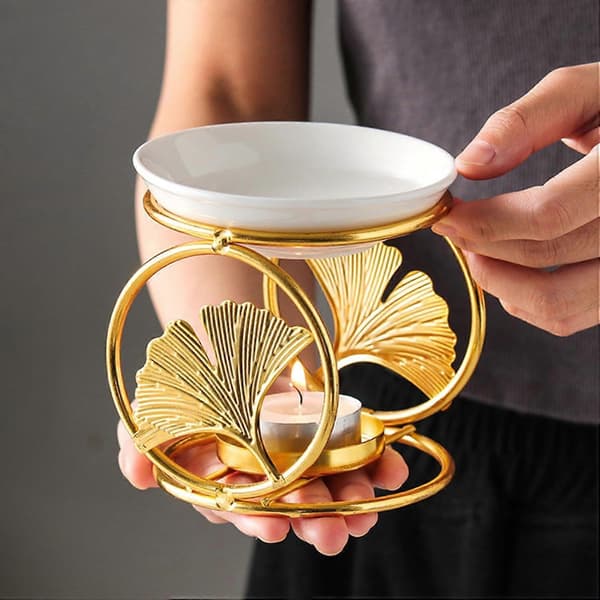 Temperatur essensiell oljebrenner keramisk diffuser for en luksuriøs duftopplevelse, bladformede design