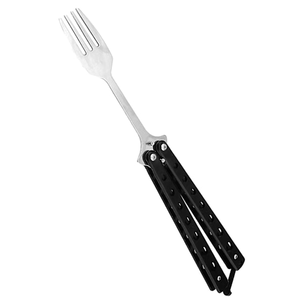 Butterfly Gaffel Butterfly Träningsredskap Utomhus Bordsservis Butterfly Träningsgaffel för Jakt Grilla Picknick Vandring Resa black handle 23cm