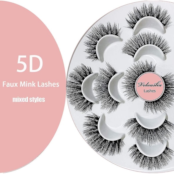 Lösögonfransar Naturligt Utseende 7 Par 5D Faux Mink Ögonfransar Handgjorda Lyxig Volym Fluffiga Falska Ögonfransar | Vinge Mixed Dubai