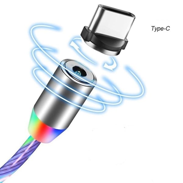 1 stk magnetisk ladekabel for mobiltelefon, type C, flytende lysende lyskabel for LED-kabel (1 m flerfarget)