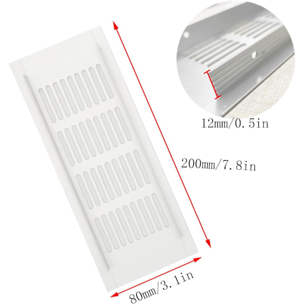 2 stk. Luftventilgitterdæksel, 200 mm Sort Kvadratisk Aluminiumlegerings Sort Ventilationsdæksel til Skab Garderobe Ventilation Silver 200mm