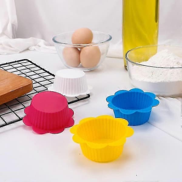 20 stk DIY Bakeform Makron Blonder Form Silikon Kakekopp Pudding Eggterte Muffinsform, Farger sendes tilfeldig