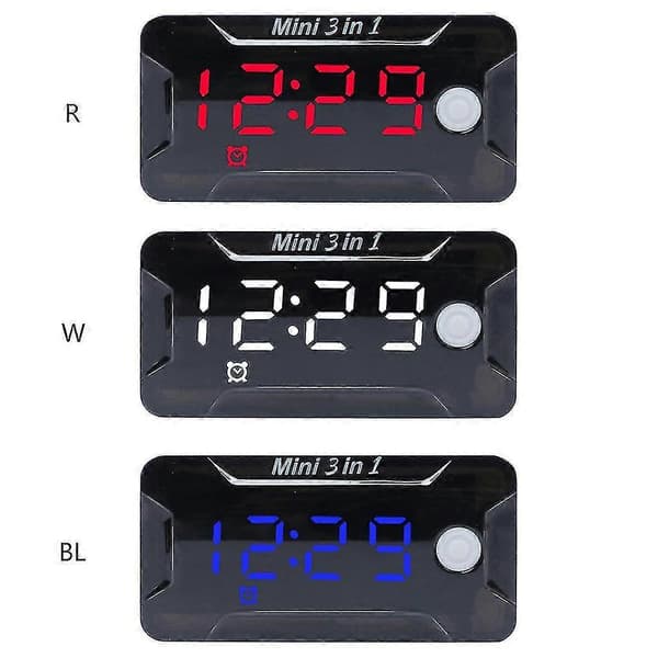 Vattentät Digital Klocka & Termometer & Voltmätare Motorcykel Blue