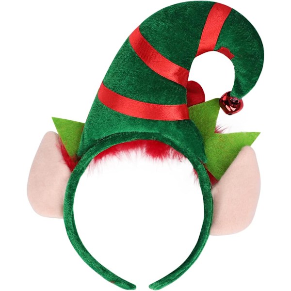 2 stk Jule-Nissehatt Hodebånd Spisse Hater Hårbånd med Fjær Sløyfe Søt Julehatt Hårbånd Julefancy Dress Kostymefest Hatt Hodeplagg With Ears