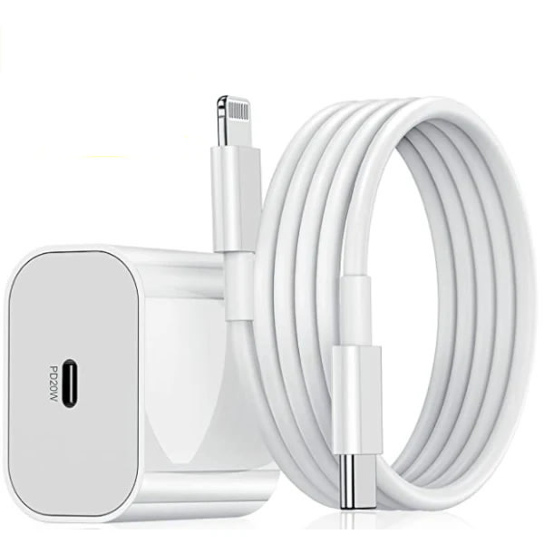 iPhone Hurtiglader C til Lightning Strømadapter 20W + 2M Datakabel Hvit
