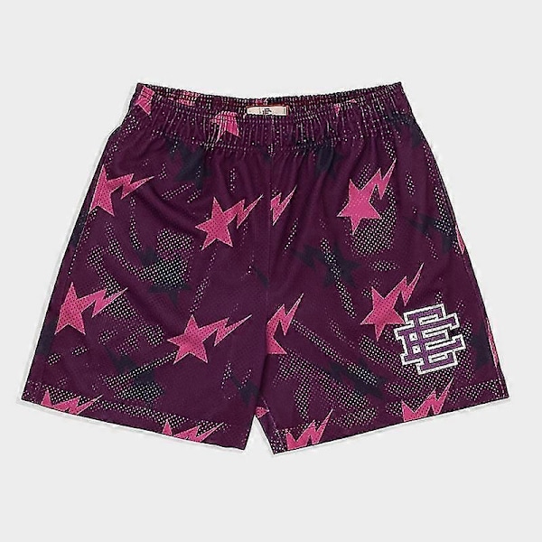 Eric Emanuel Stjerne Print Herre Shorts Åndbare Løse Muskel Fitness Sports Gym Træningsshorts Mes M