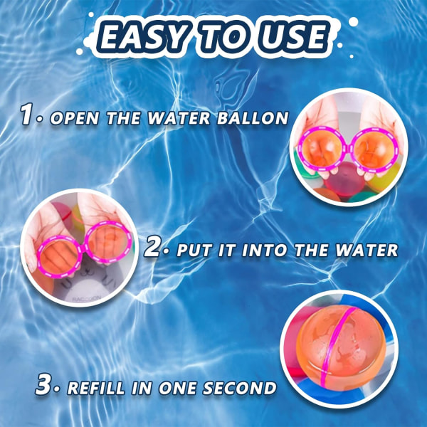 Återanvändbara vattenballonger för barn och vuxna, 18-pack magnetiska påfyllningsbara snabbsjälvstängande vattenbomber med nätpåse