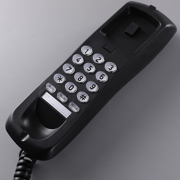 Kablet- Fastnet Væg Fast Telefon Med Hurtigopkald- Hukommelsesknapper Vægtelefon Black