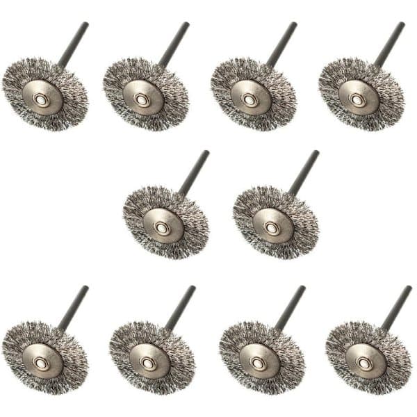 10 stk. børsteslibeskive i rustfrit stål, rund børste, 25 mm diameter til