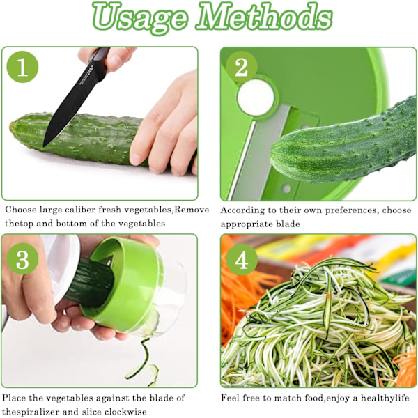 Spiral Slicer, Handhållen grönsaksspiralskärare, potatisskärare för morot frukt gurka zucchini