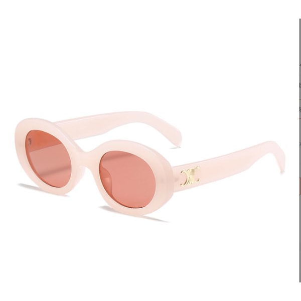 Høykvalitets internettkjendis Arc de Triomphe solbriller gulllogo ovale solbriller rosa 52*22*145 Pink