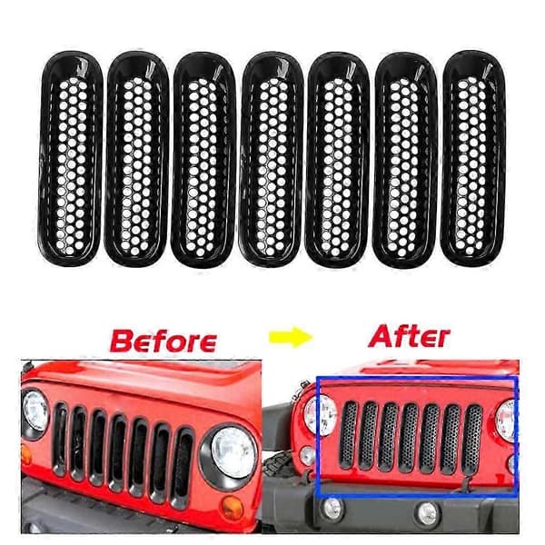 Til 2007-2017 til Jeep til Wrangler JK Mat Sort Front Indsats Mesh Grill Trim