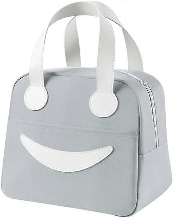 Bærbar lunsjpose Mini lunsjpose Isolert pose Bærbar søt lunsjpose Utendørs piknikpose Is pose Utendørs oppbevaringspose Gray small