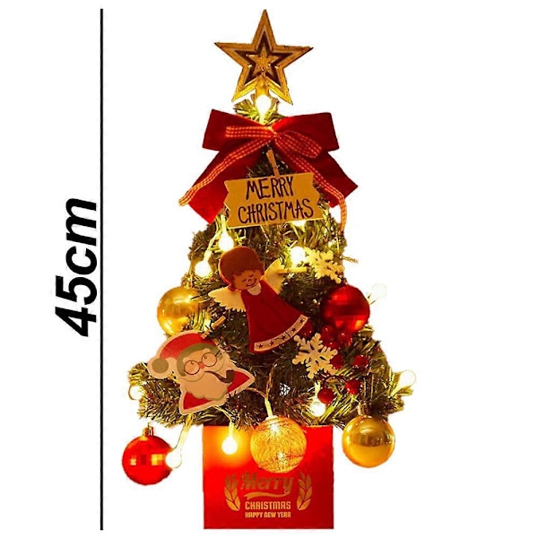 Julgran för skrivbord Mini Julgransprydnader Juldekorationer för Bord och Bänk (Röd)