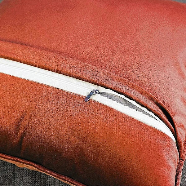 2-pack Sammetskuddfodral, 45x45 cm Fyrkantiga Kuddfodral, Orange Rutigt