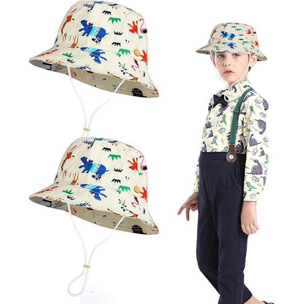 2-pack Barn Bucket Hat, Unisex Baby Sommarhatt, Justerbar Bucket Solhatt, Fiskarmössa Skydd, UPF 50+ Solskydd