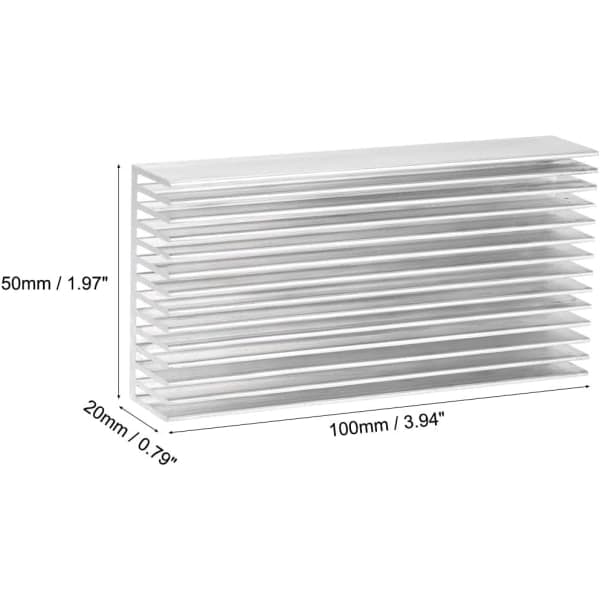 Elektronik køler køleplade til MOS GPU IC chip sølv 100 x 50 x 20 mm